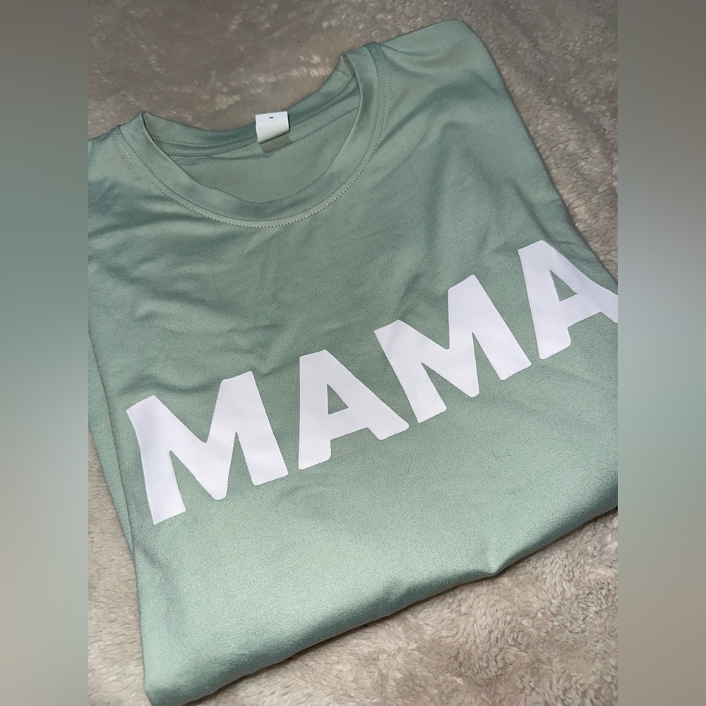 MAMA Long Sleeve Tee - Sage Green with White Logo - Picture 2 of 2
